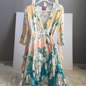 Anthropologie Farm Rio Sunset Wrap Dress